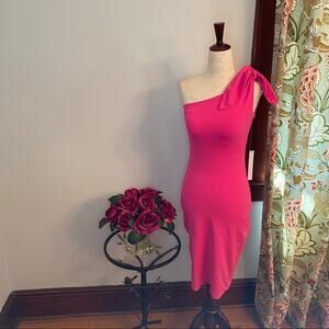 Susana Monaco one shoulder dress in punch pink NWT